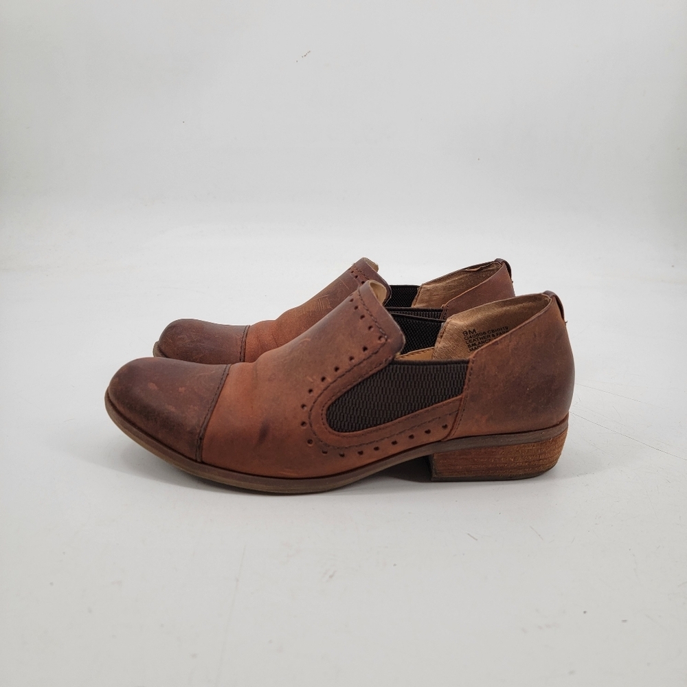 Kork Ease Brown Leather Loafers Size 9 Cap Toe Distressed Classic Minimalist - Picture 11 of 16